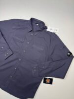 CP COMPANY 140A ORGANIC GABARDINE BUTTONED SHIRT IN NAVY - Image 4
