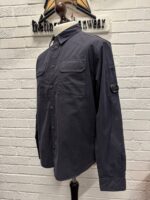 CP COMPANY 140A ORGANIC GABARDINE BUTTONED SHIRT IN NAVY - Image 3