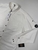 CP COMPANY 140A ORGANIC GABARDINE BUTTONED SHIRT IN WHITE / 103 - Image 2