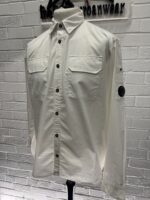 CP COMPANY 140A ORGANIC GABARDINE BUTTONED SHIRT IN WHITE / 103 - Image 4