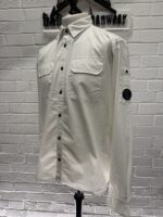 CP COMPANY 140A ORGANIC GABARDINE BUTTONED SHIRT IN WHITE / 103 - Image 5