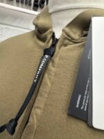 CP COMPANY GARMENT DYED LIGHT FLEECE OPEN HOODED SWEATSHIRT IN BUTTERNUT - Large / P2P 22.5” - Image 6