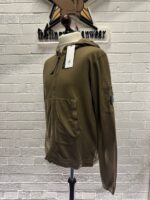 CP COMPANY GARMENT DYED LIGHT FLEECE OPEN HOODED SWEATSHIRT IN BUTTERNUT - Large / P2P 22.5” - Image 7