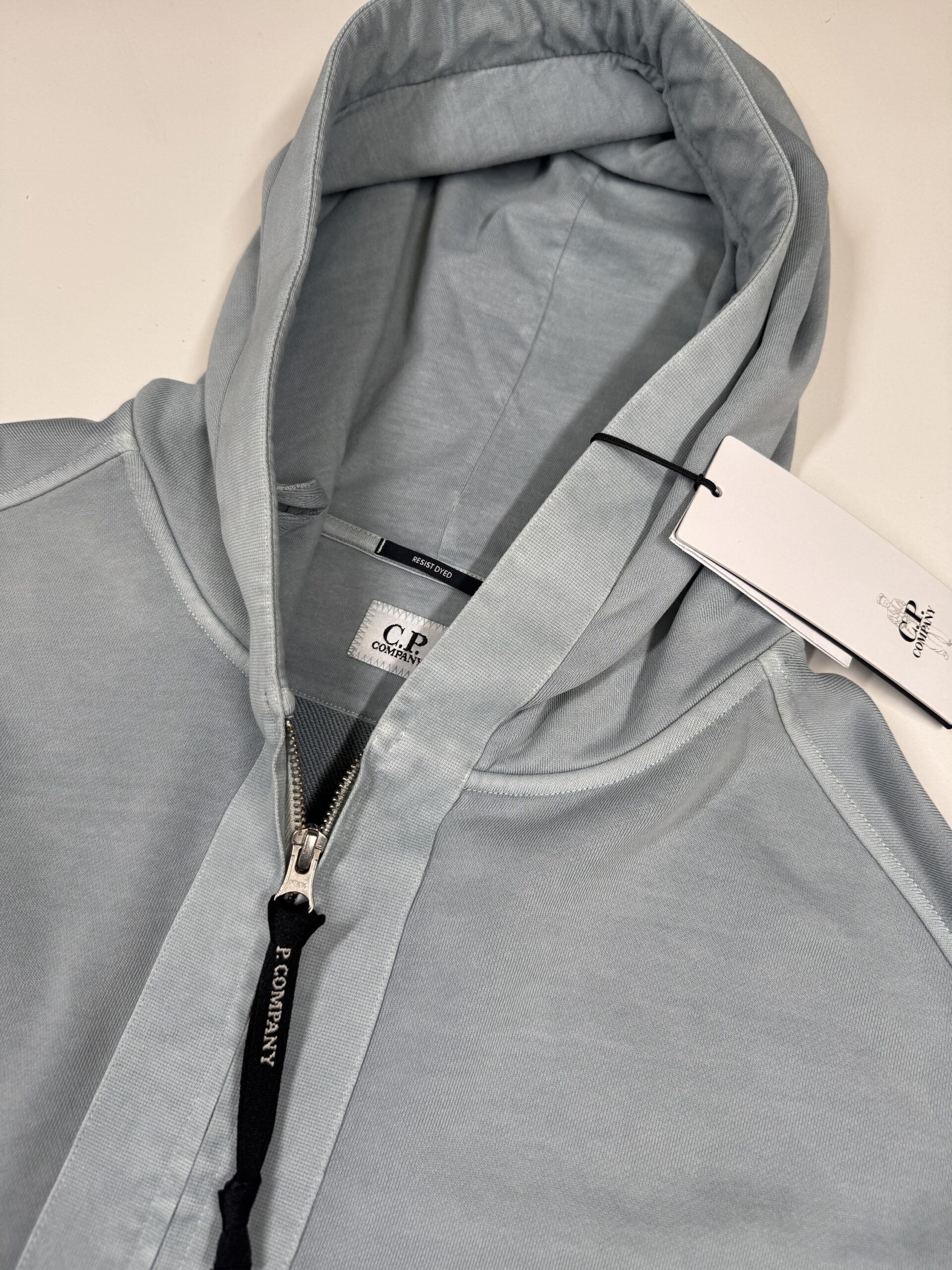 CP Company 039A Cotton Diagonal Fleece Hood Open Sweatshirt in 
