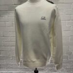 Cp Company 008B Brushed Emerized Diagonal Fleece Sweatshirt in White -   XL  / P2P 25”