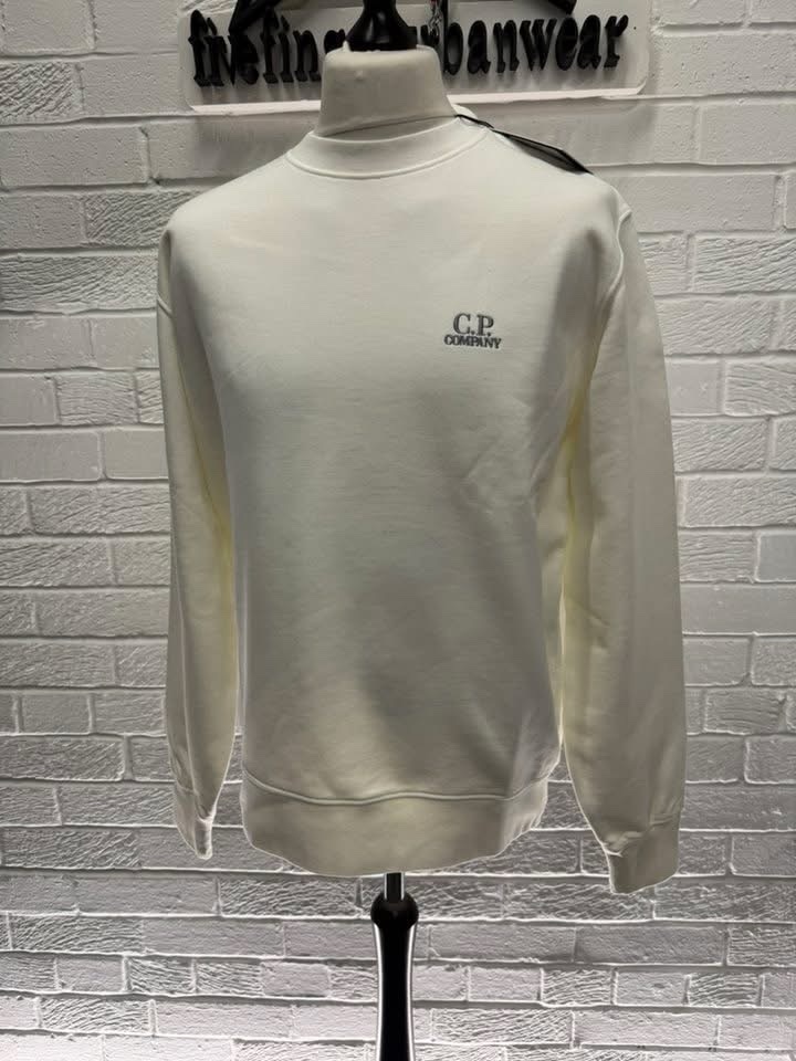 img_6098-2 Cp Company 008B Brushed Emerized Diagonal Fleece Sweatshirt in White - XL / P2P 25” - Image 1