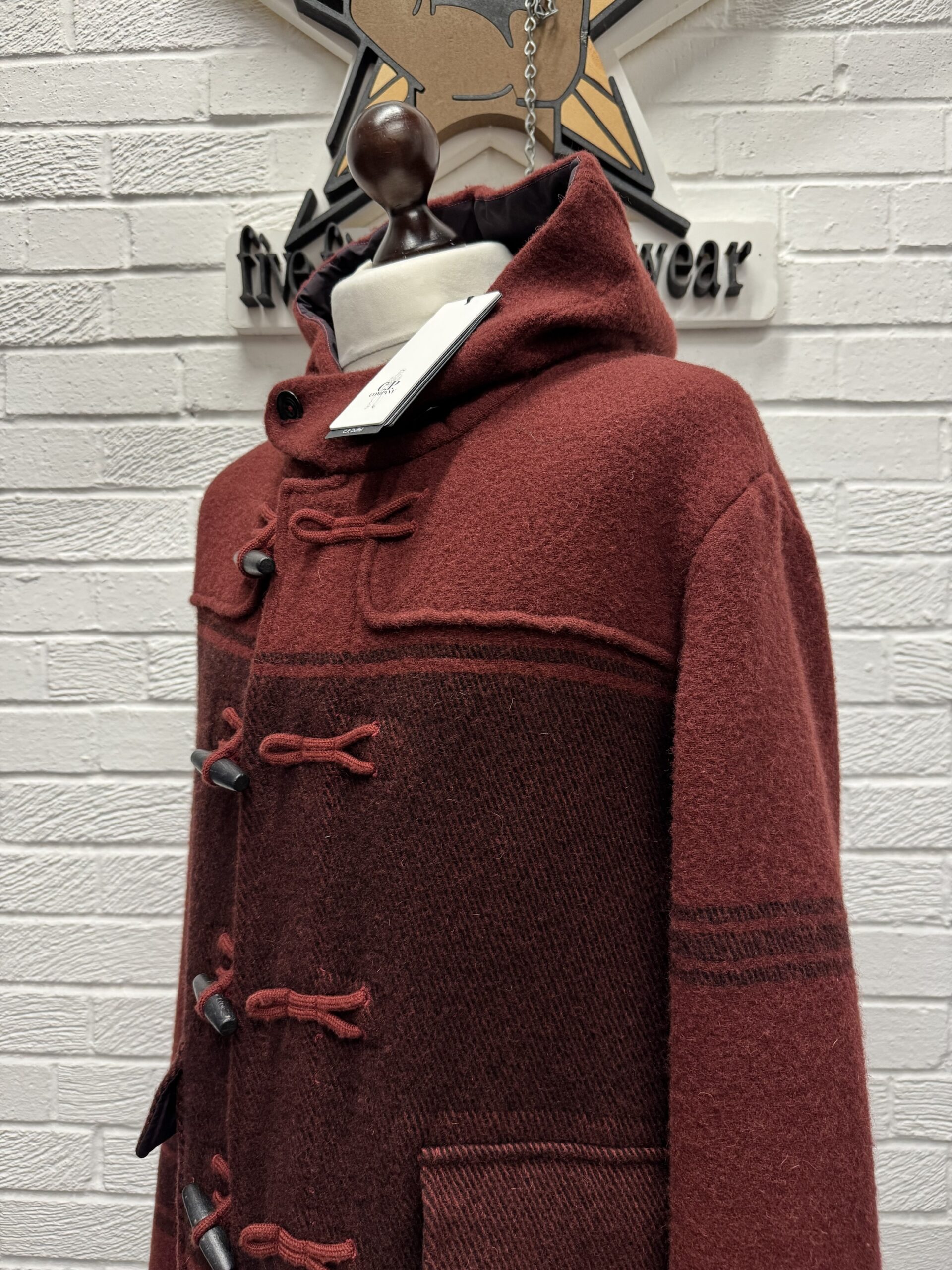 C.P. Company 189A C.P. Duffel Jacquard Coat in Red - Fivefinger