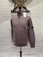CP Company 027A Diagonal Raised Fleece 1/4 zip Sweatshirt -Purple Dove - Image 7