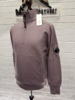 CP Company 027A Diagonal Raised Fleece 1/4 zip Sweatshirt -Purple Dove - Image 8