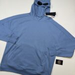 CP Company 080A Diagonal Raised Fleece goggle Hood Sweatshirt in light blue  -  XXXL / 26.5” P2P
