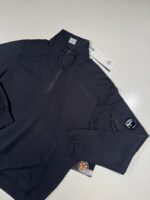 CP Company 027A Diagonal Raised Fleece 1/4 zip Sweatshirt n Black - Image 2
