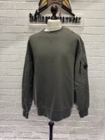 C.P. Company Diagonal Raised Fleece Quilted Crewneck Sweatshirt in Grape Leaf - Large / P2P 25” - Image 4