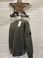 C.P. Company Diagonal Raised Fleece Quilted Crewneck Sweatshirt in Grape Leaf - Large / P2P 25”