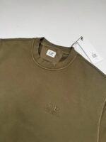 CP COMPANY 098B Diagonal Raised Fleece Crew Neck- Green  -  XS / p2p 21” - Image 2