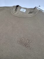 CP COMPANY 098B Diagonal Raised Fleece Crew Neck- Green  -  XS / p2p 21” - Image 3
