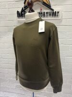 CP COMPANY 098B Diagonal Raised Fleece Crew Neck- Green  -  XS / p2p 21” - Image 5