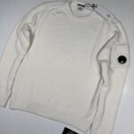 CP Company 197A Fleece Crew Neck Sweater in Gauze White / 103    -  Size 48 / Medium / 22” P2P