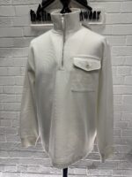 New season CP Company 026A Diagonal Raised Fleece 1/4 zip Sweatshirt - White - Large / P2P 24” - Image 4