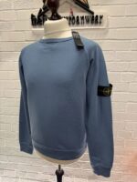 STONE ISLAND BLUE 66360 MALFILE' FLEECE_GARMENT DYED 'OLD' EFFECT: Crewneck sweatshirt in malfilé fleece