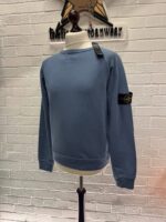 STONE ISLAND BLUE 66360 MALFILE' FLEECE_GARMENT DYED 'OLD' EFFECT: Crewneck sweatshirt in malfilé fleece - Image 3
