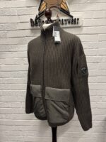 CP COMPANY lens cardigan in lambswool Mixed  in Olive Night Green    Size 54 / XXL / P2P. 24.5” - Image 3