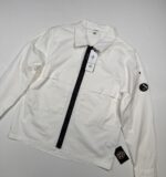 CP COMPANY 125A ORGANIC GABARDINE ZIPPED  OVERSHIRT IN WHITE