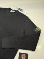 Stone Island Crew neck wool ribbed sweater in black   -   XXL / P2P 24” - Image 3