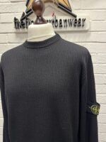 Stone Island Crew neck wool ribbed sweater in black   -   XXL / P2P 24” - Image 5