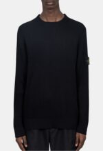 Stone Island Crew neck wool ribbed sweater in black   -   XXL / P2P 24” - Image 7