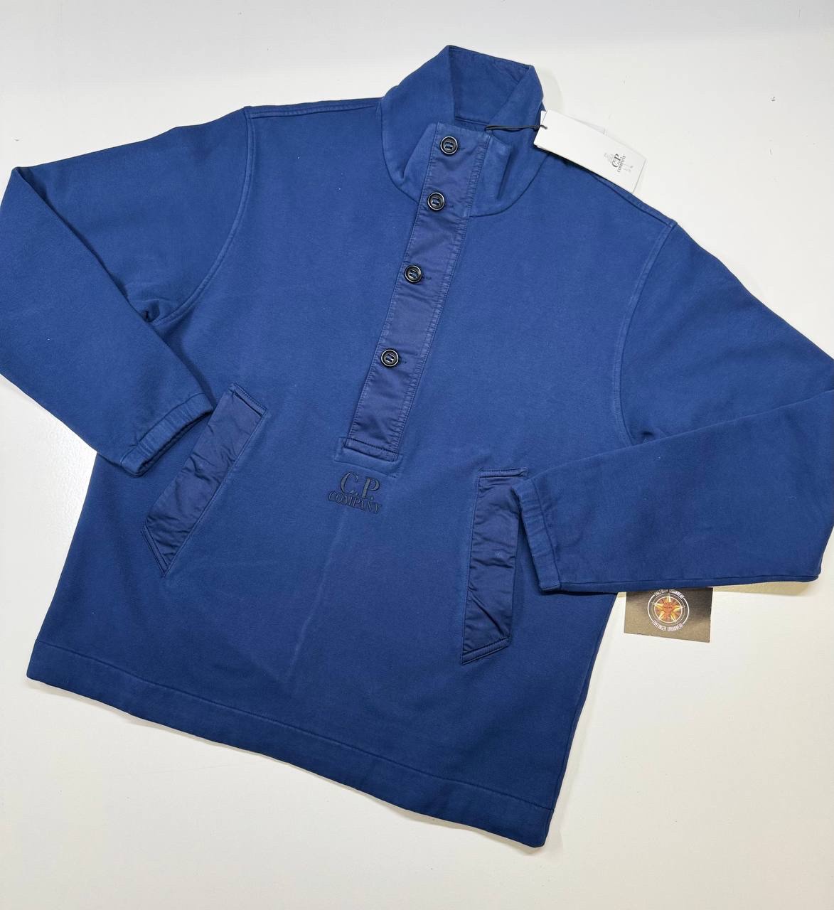 img_3299 CP Company 288A Brushed Diagonal Fleece Sweatshirt in Blue - Image 1