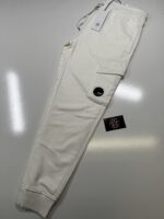 CP Company 100A Cotton  Diagonal Fleece Lens pocket sweatpants  in White - Image 2
