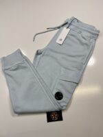 CP Company 100A Cotton  Diagonal Fleece Lens pocket sweatpants  in Sky Blue