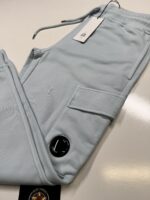 CP Company 100A Cotton  Diagonal Fleece Lens pocket sweatpants  in Sky Blue - Image 2