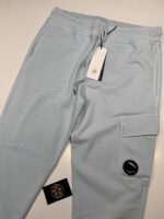 CP Company 100A Cotton  Diagonal Fleece Lens pocket sweatpants  in Sky Blue - Image 5