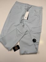 CP Company 100A Cotton  Diagonal Fleece Lens pocket sweatpants  in Sky Blue - Image 6