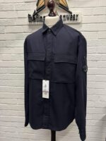 CP COMPANY 299A WOOL GABARDINE SHIRT IN NAVY. - Image 3