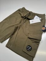CP Company 101A Bermuda shorts in Cotton  diagonal fleece - DK green - Image 4