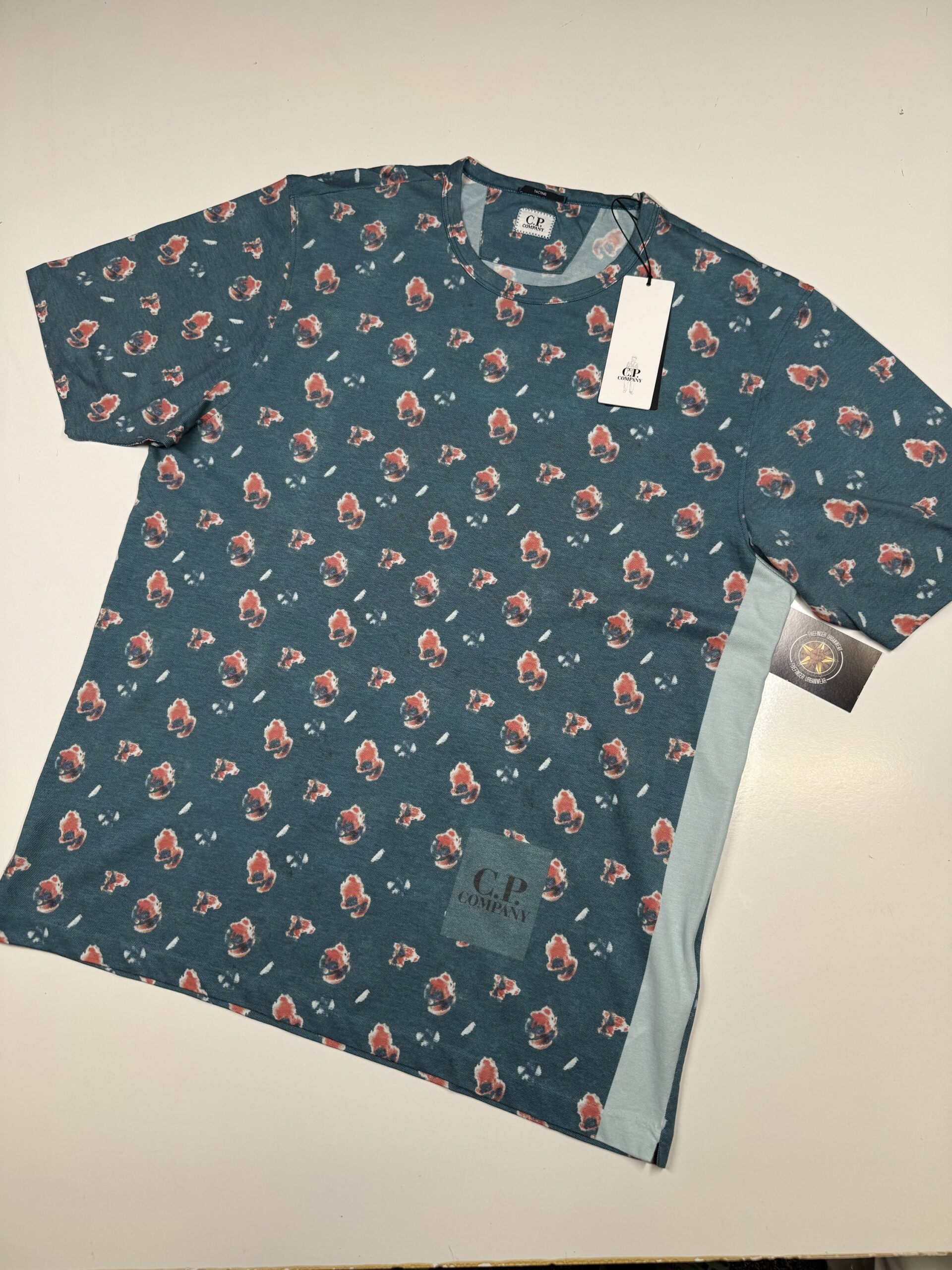 img_7664 CP company 281A tacting piquet T-shirt in all Over sponged print -Ink Blue - Image 1