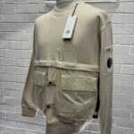 CP Company 048A Diagonal Raised Fleece crew sweatshirt in ivory