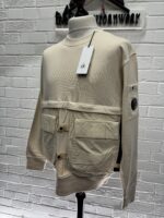 CP Company 048A Diagonal Raised Fleece crew sweatshirt in ivory