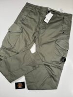 CP Company 058A Satin Stretch Cargo Pants in Green - Image 2