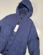 CP Company 252A Flatt Nylon Long down hooded jacket in Blue - Image 2