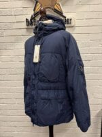 CP Company 252A Flatt Nylon Long down hooded jacket in Blue - Image 4