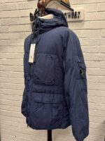 CP Company 252A Flatt Nylon Long down hooded jacket in Blue - Image 5