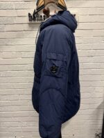CP Company 252A Flatt Nylon Long down hooded jacket in Blue - Image 7