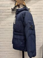 CP Company 252A Flatt Nylon Long down hooded jacket in Blue - Image 9