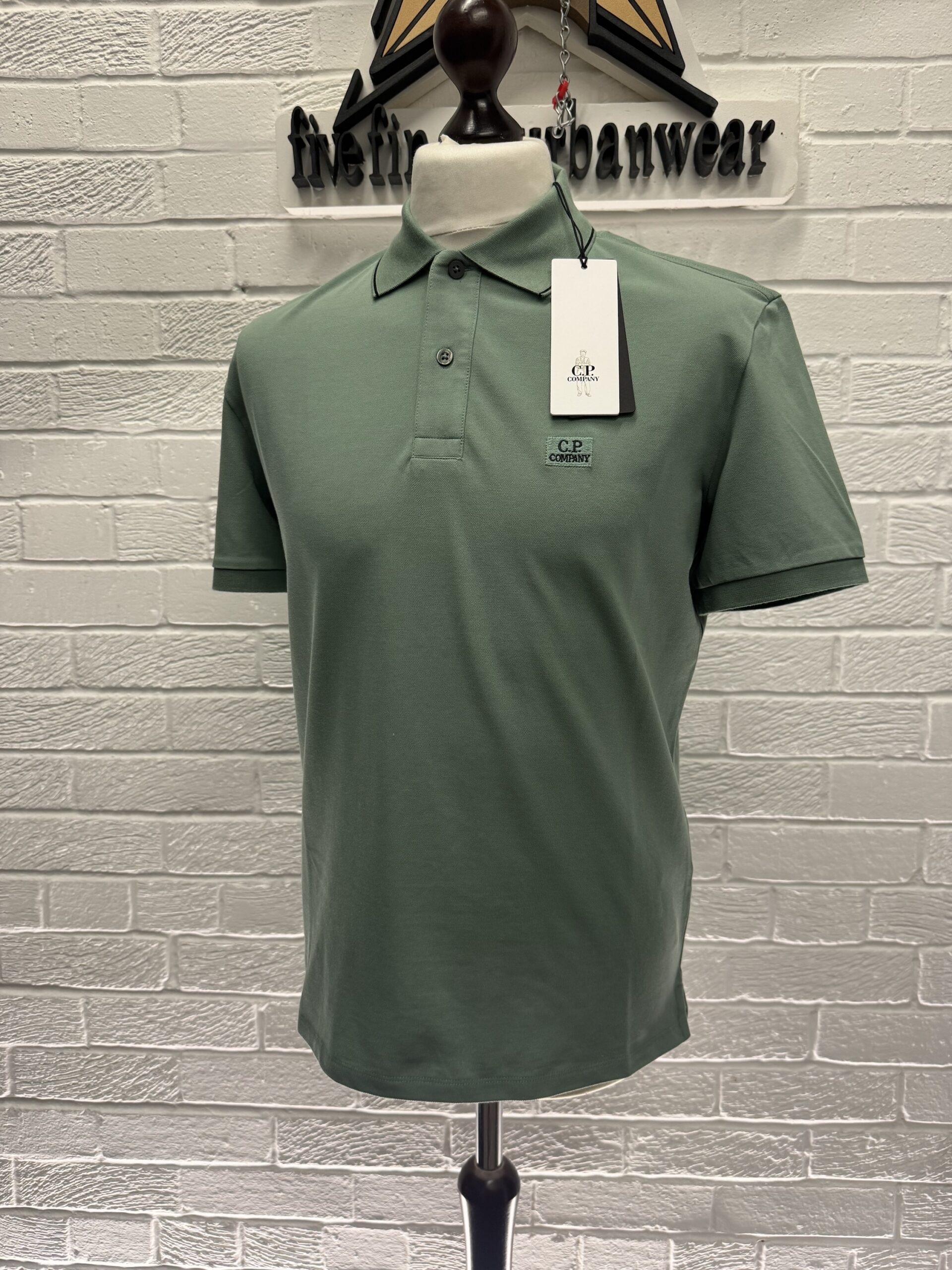img_9424 C.P COMPANY 24/1 REGULAR FIT STRETCH PIQUET POLO SHIRT- GREEN Small / P2P 20.5” - Image 1