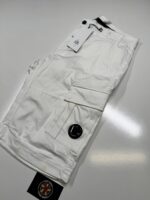 C.P COMPANY 116A SATIN STRETCH CARGO SHORTS IN WHITE - Image 4