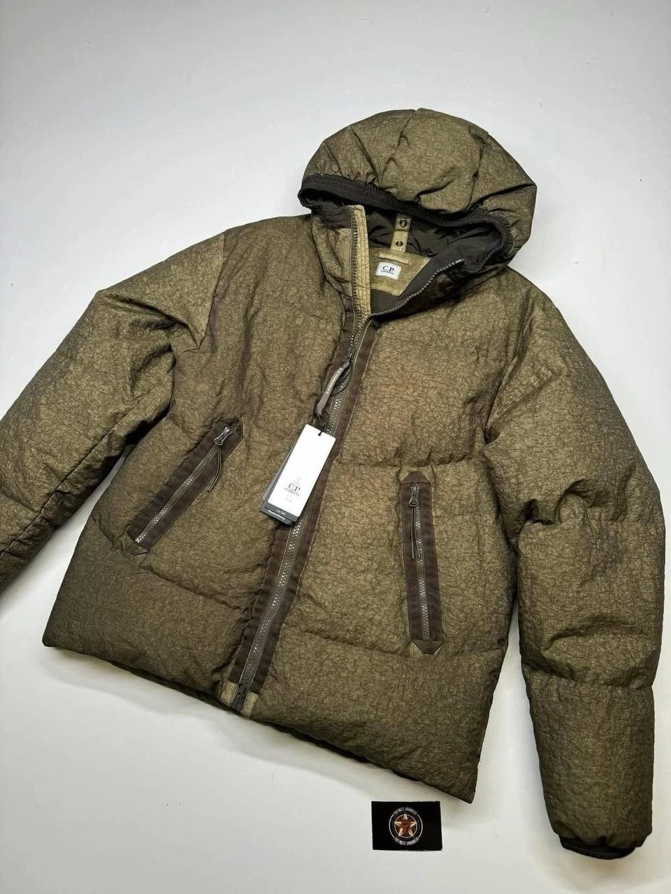 s-l1600 CP Company 221A Goggle Co-Ted Down Jacket in Green - Image 1