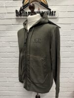 CP Company 263A Brushed & Emerized Diagonal Fleece open zip Hoodie in dark green - Small  / P2P 21”. - Image 5